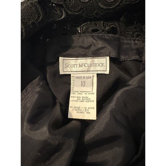 Scott McClintock Black Floor Length Vintage Back Lace Dress Size 10 - Picture 6 of 7